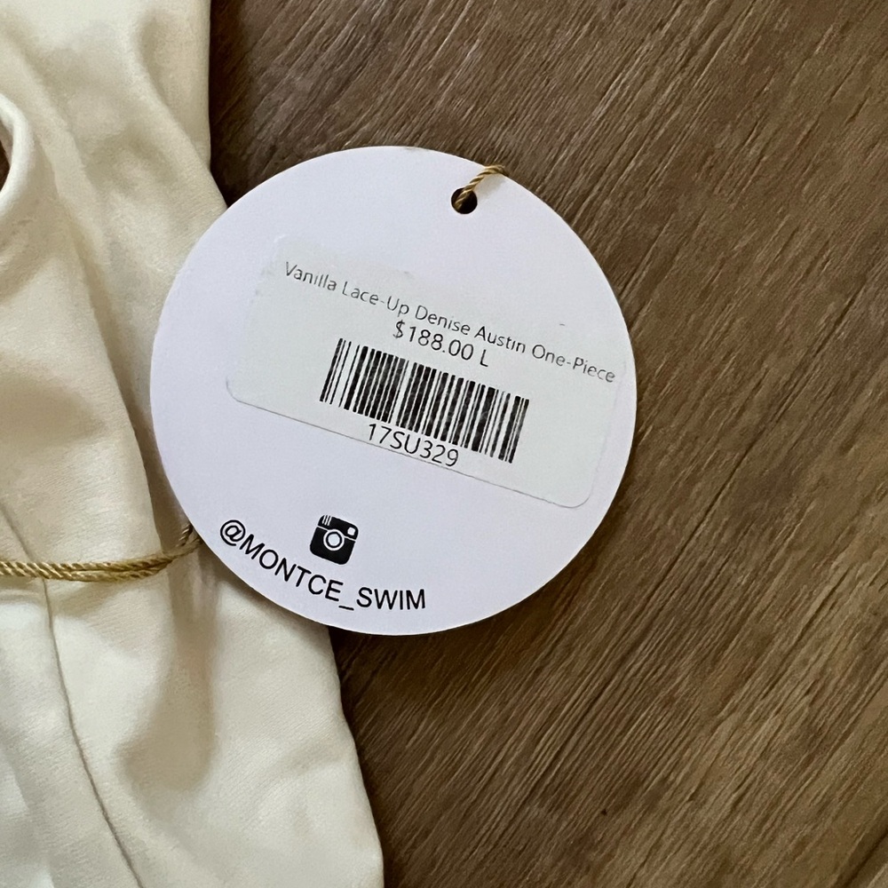 Montce Cream One Piece Swimsuit with Plunging Neckline - Picture 3 of 6